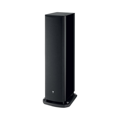 Focal Aria EVO X N°4 Standlautsprecher Schwarz Hochglanz Schrägansicht mit Abdeckung