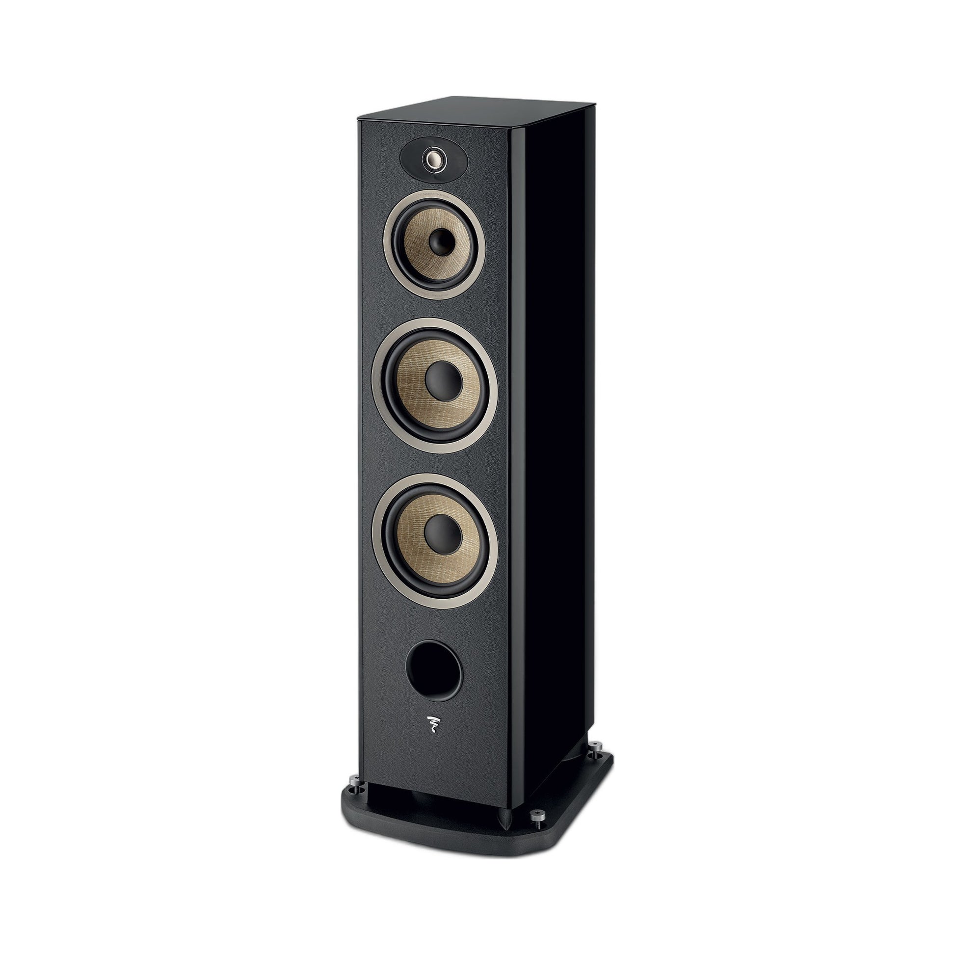 Focal Aria EVO X N°4 Standlautsprecher Schwarz Hochglanz Schrägansicht ohne Abdeckung