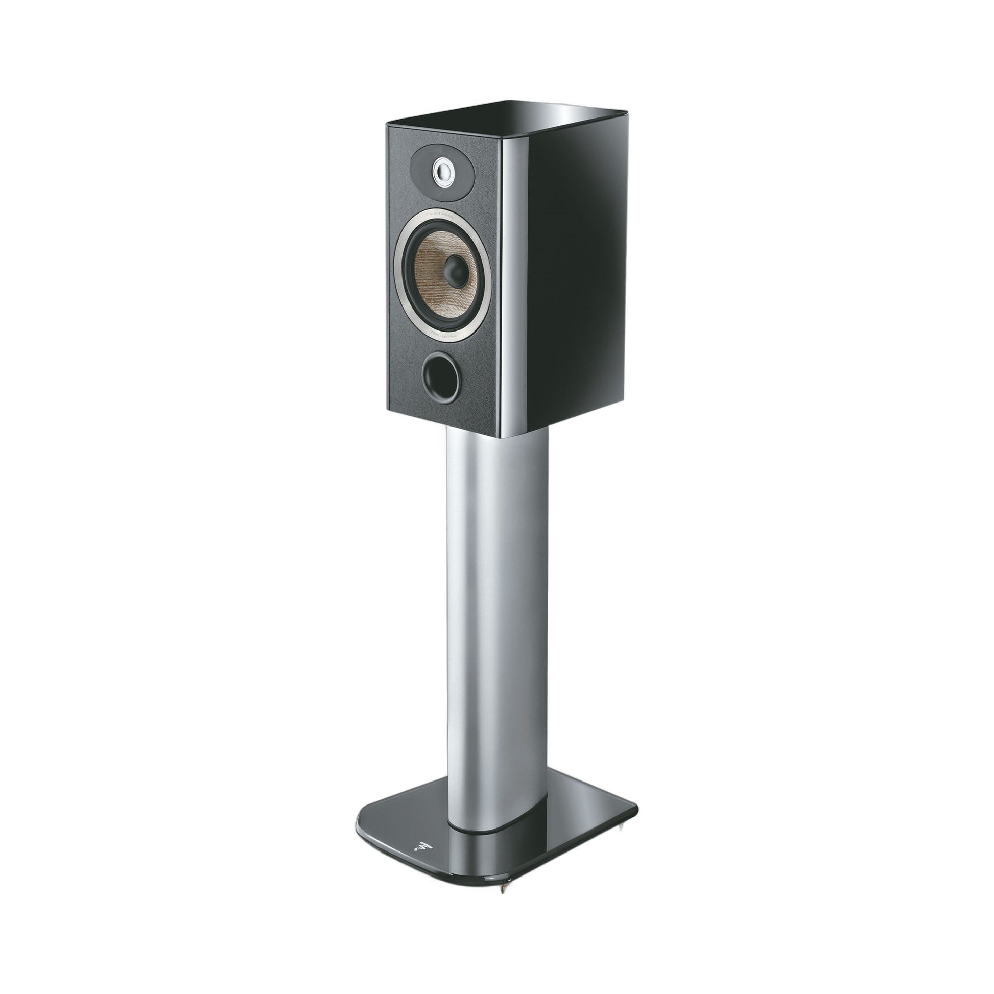 Focal Aria S900 Lautsprecher-Ständer Frontansicht mit aufgesetztem Aria EVO X N°1 Regallautsprecher