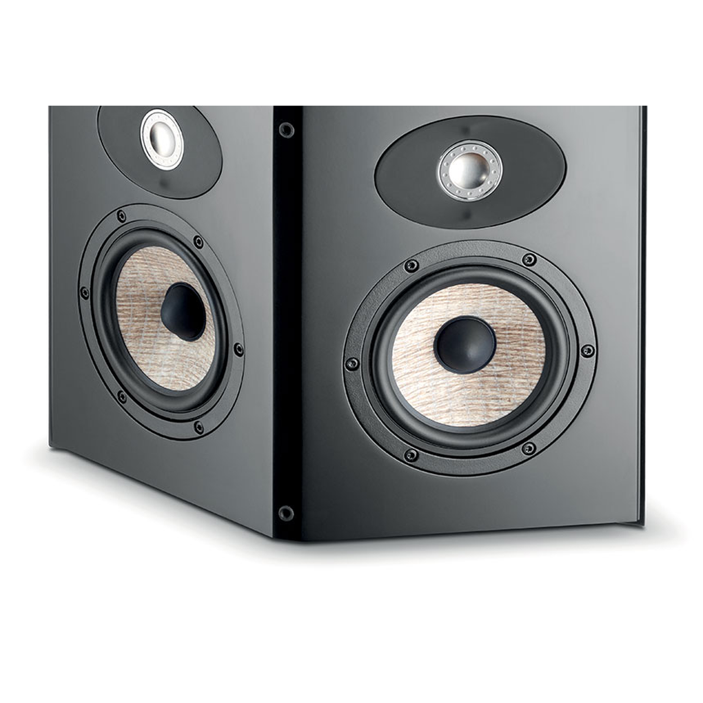 Focal Aria SR900 Surround-Lautsprecher Schwarz Detailansicht Chassisbestückung mit Hoch- und Tieftönern