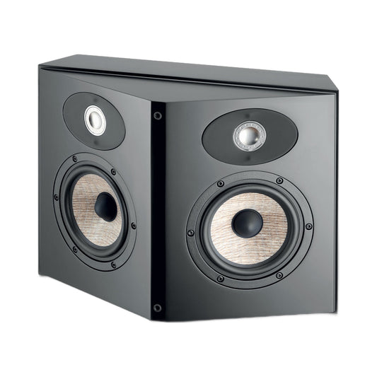 Focal Aria SR900 Surround-Lautsprecher Schwarz Schrägansicht ohne Abdeckung mit bipolarer Chassisanordnung