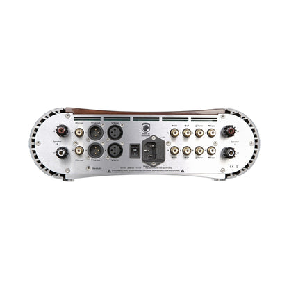 Gato Audio AMP-150 AE Vollverstärker Weiss Hochglanz Anschlussfeld mit XLR- und Cinch-Anschlüssen