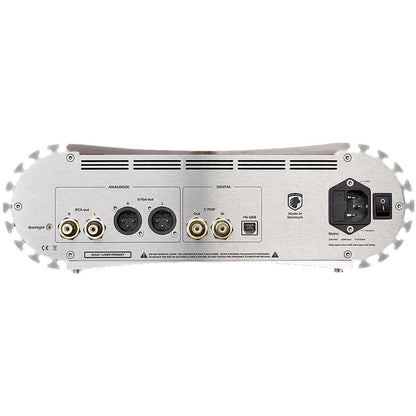Gato Audio CDD-1 AE CD-Player & DAC Wunschfarbe Hochglanz Rückansicht mit XLR, Cinch, S/PDIF, USB, Netzanschluss