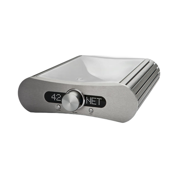 Gato Audio DIA-400S NPM Streaming-Verstärker Weiss Hochglanz mit Aluminiumfront, Schrägansicht