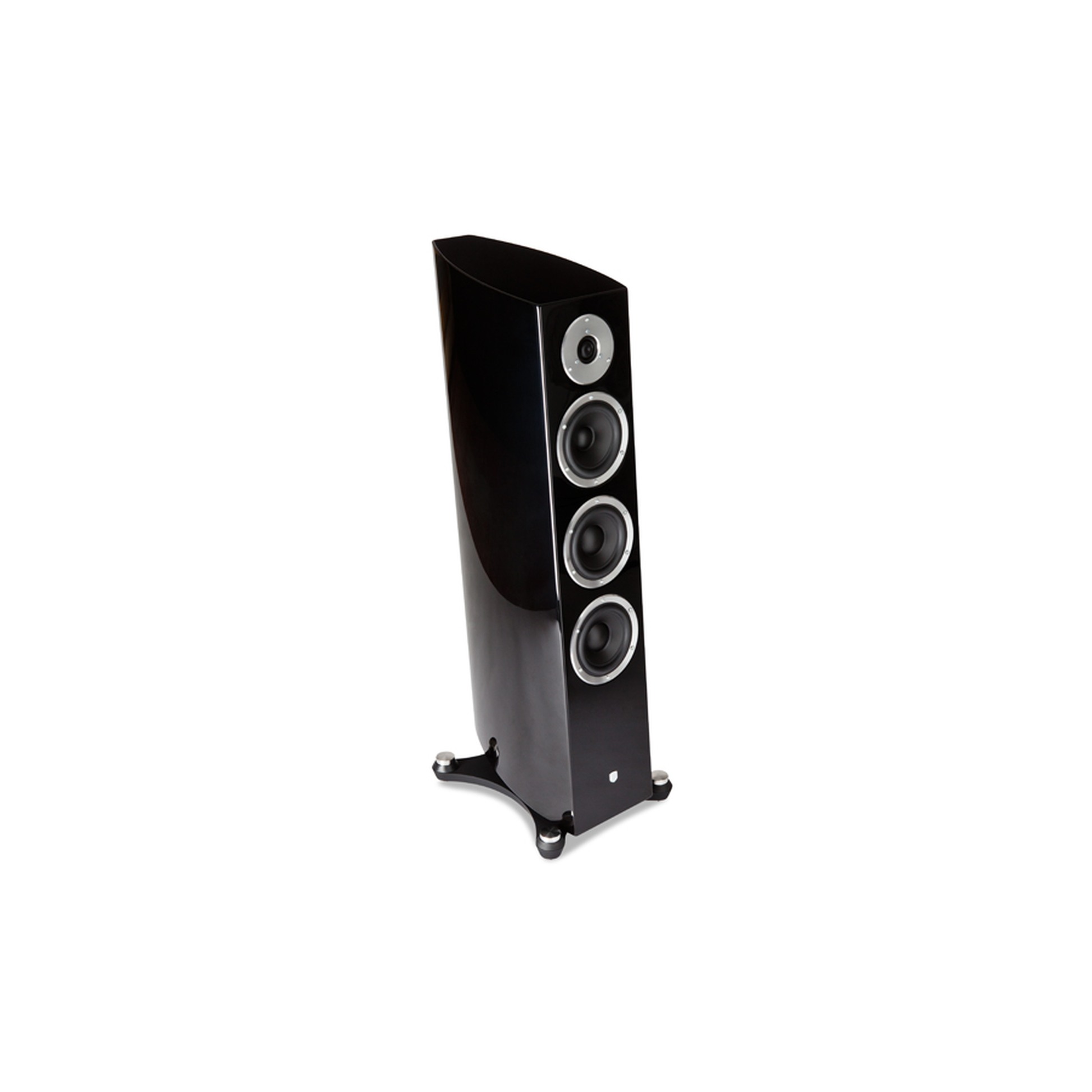 Gato Audio FM-30 Standlautsprecher Schwarz Hochglanz Dreiwege-System Schrägansicht