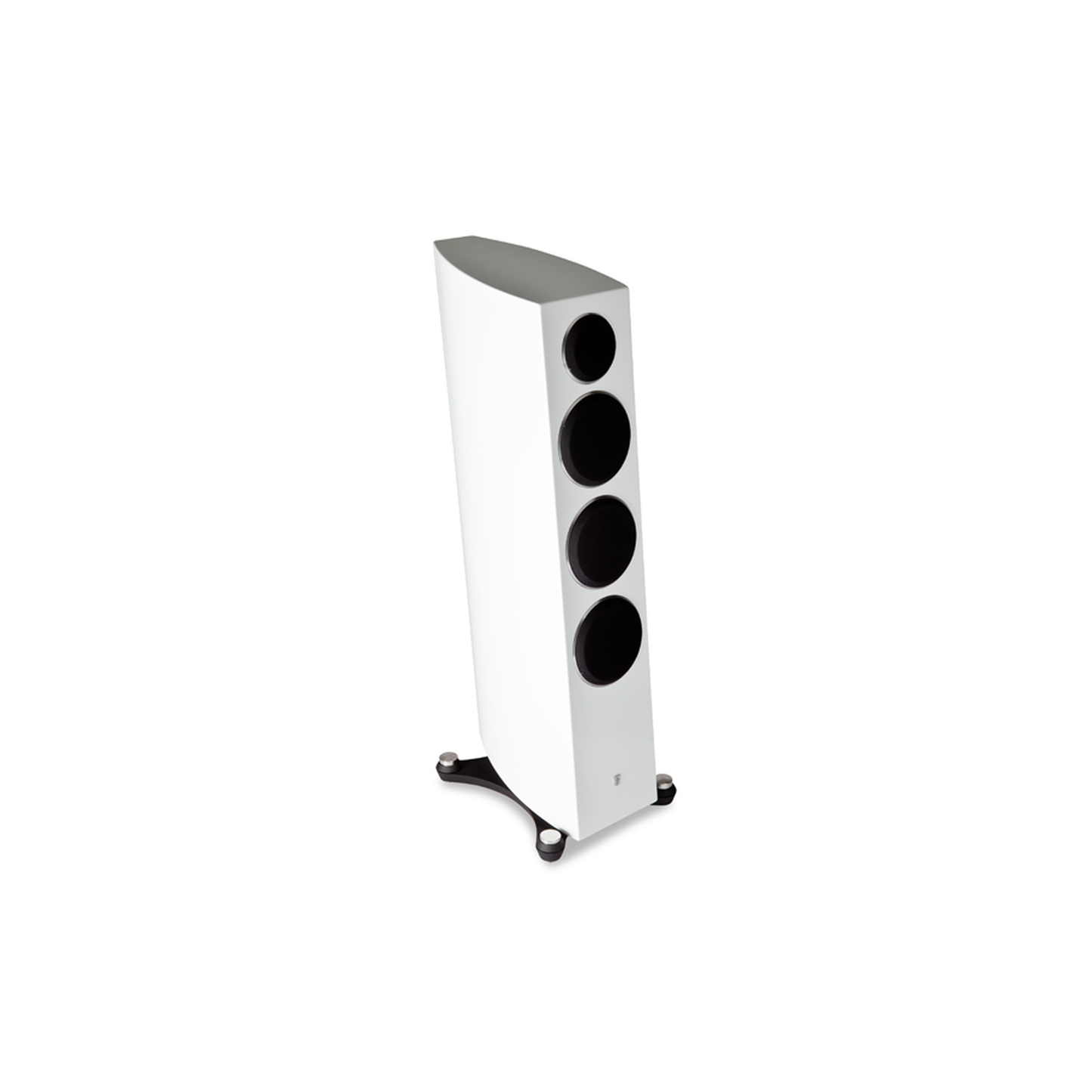 Gato Audio FM-30 Standlautsprecher Weiss Hochglanz mit Bespannung Schrägansicht