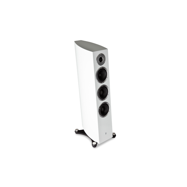 Gato Audio FM-30 Standlautsprecher Weiss Hochglanz Dreiwege-System Schrägansicht