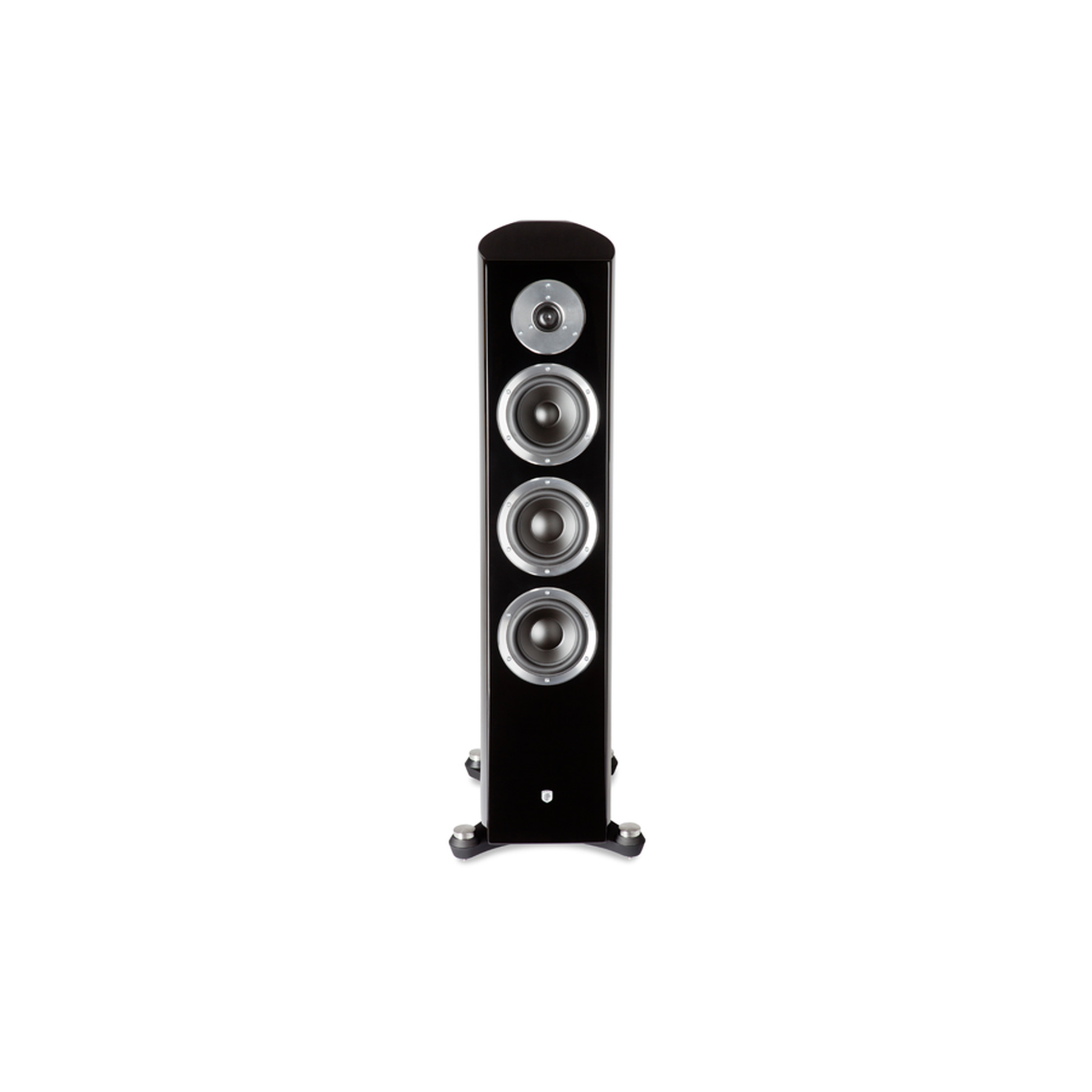 Gato Audio FM-50 Standlautsprecher Schwarz Hochglanz Frontansicht mit Ringradiator und drei Konustreibern
