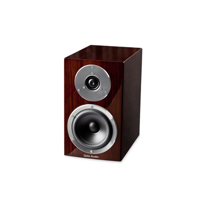 Gato Audio FM-8 Regallautsprecher Nussbaum Hochglanz Schrägansicht
