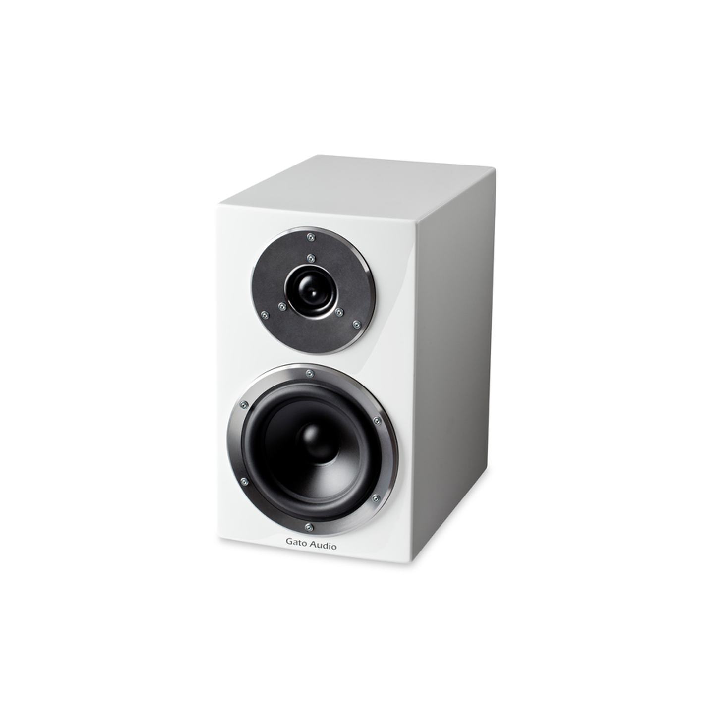 Gato Audio FM-8 Regallautsprecher Weiss Hochglanz Schrägansicht
