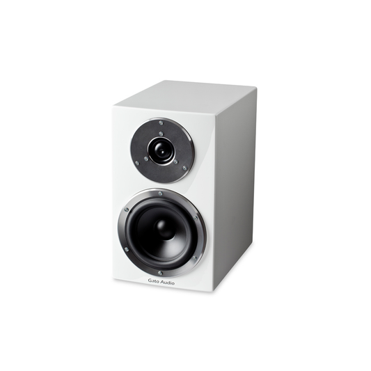 Gato Audio FM-8 Regallautsprecher Weiss Hochglanz Schrägansicht