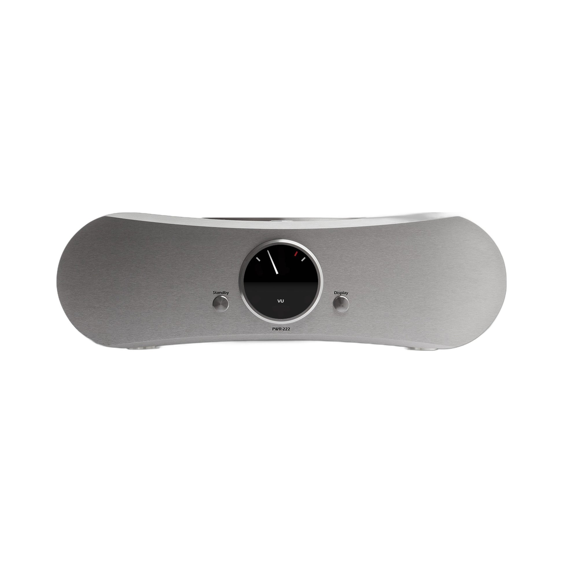 Gato Audio PWR-222 Mono-Endverstärker Schwarz Hochglanz Frontansicht mit VU-Anzeige und Standby-Taste