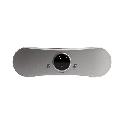 Gato Audio PWR-222 Mono-Endverstärker Schwarz Hochglanz Frontansicht mit VU-Anzeige und Standby-Taste