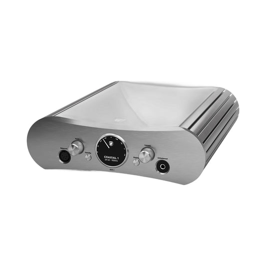 Gato Audio SDA-1 DAC & Kopfhörerverstärker Weiss Hochglanz Schrägansicht mit Aluminiumfront