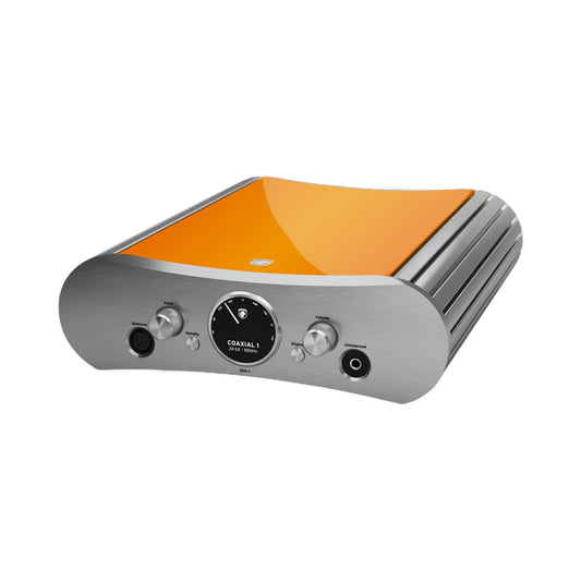 Gato Audio SDA-1 DAC & Kopfhörerverstärker Wunschfarbe Hochglanz Schrägansicht, Beispiel Orange