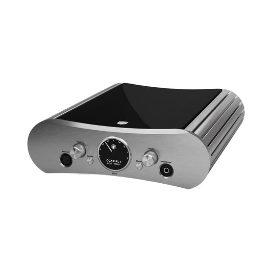 Gato Audio SDA-1 NPM DAC & Netzwerkplayer Schwarz Hochglanz Schrägansicht mit Aluminiumfront