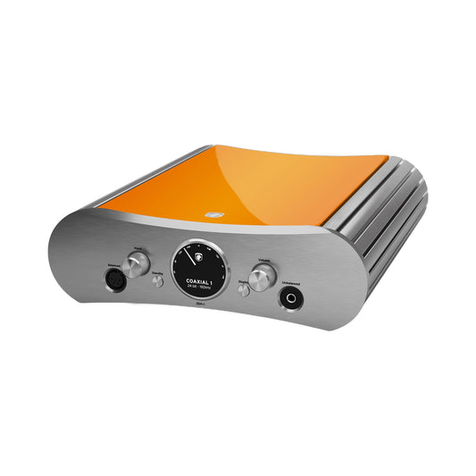 Gato Audio SDA-1 NPM DAC & Netzwerkplayer Wunschfarbe Hochglanz Schrägansicht, Beispiel Orange