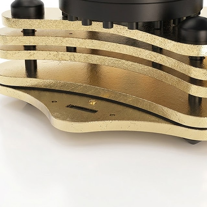 Gold Note Bellagio Reference Laufwerk Blattgold Detailansicht der Zargenebenen mit Blattgold-Auflage