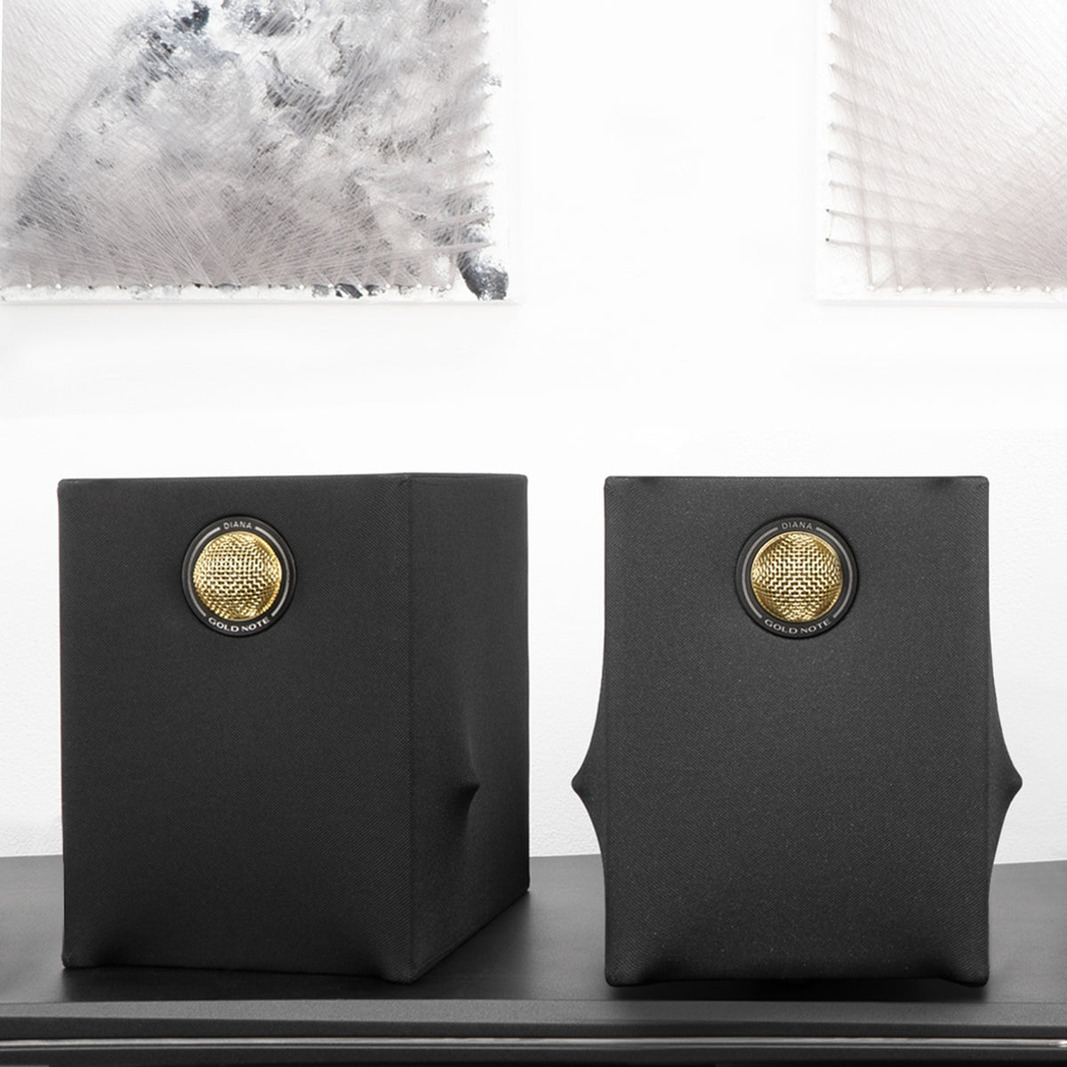 Gold Note Diana I Regallautsprecher Schwarz/Gold Stereopaar mit goldenem Hochtöner-Phaser