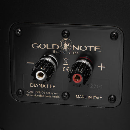 Gold Note Diana III-F Bass-Erweiterung Schwarz Anschlussfeld mit Lautsprecherterminal