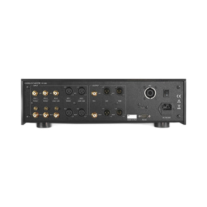 Gold Note PH-1000 LINE Phono-Vorverstärker Gold Rückansicht mit Phono-, LOAD/LINE- und TUBE-Anschlüssen