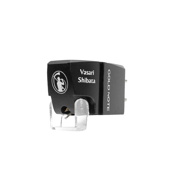 Gold Note Vasari Shibata MM-Tonabnehmer Schrägansicht mit montiertem Nadelschutz