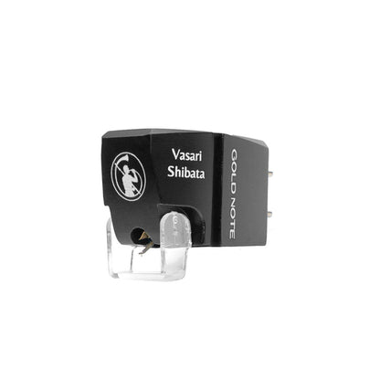 Gold Note Vasari Shibata MM-Tonabnehmer Schrägansicht mit montiertem Nadelschutz