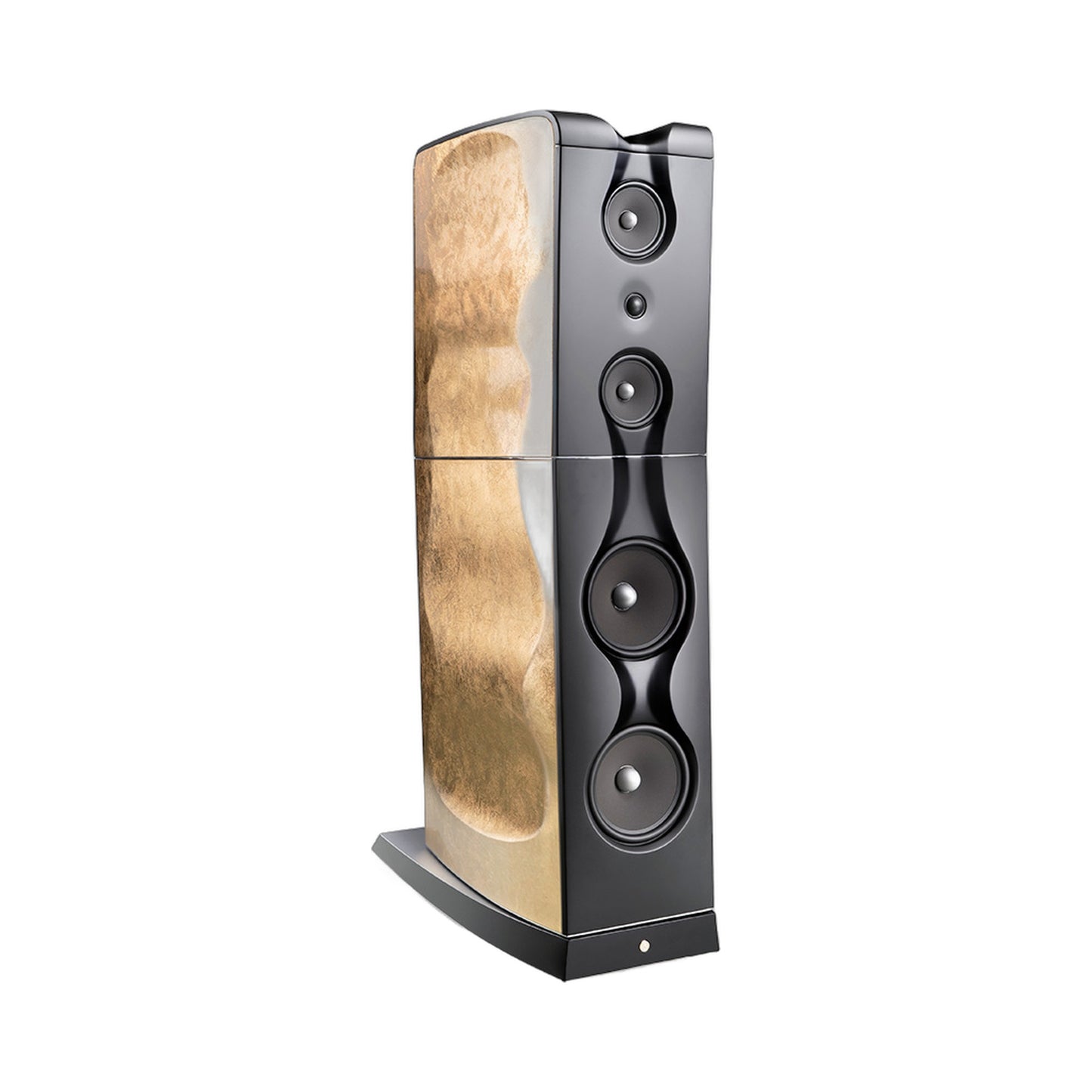 Gold Note XS-85 Standlautsprecher Gold Leaf Schrägansicht mit Blattgold-Seitenwange