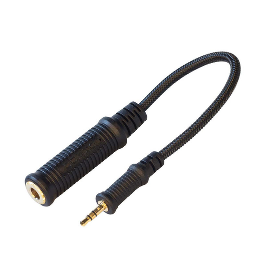 Grado Adapter 6.3 mm auf 3.5 mm Klinke Draufsicht kurzes Adapterkabel mit vergoldeten Kontakten