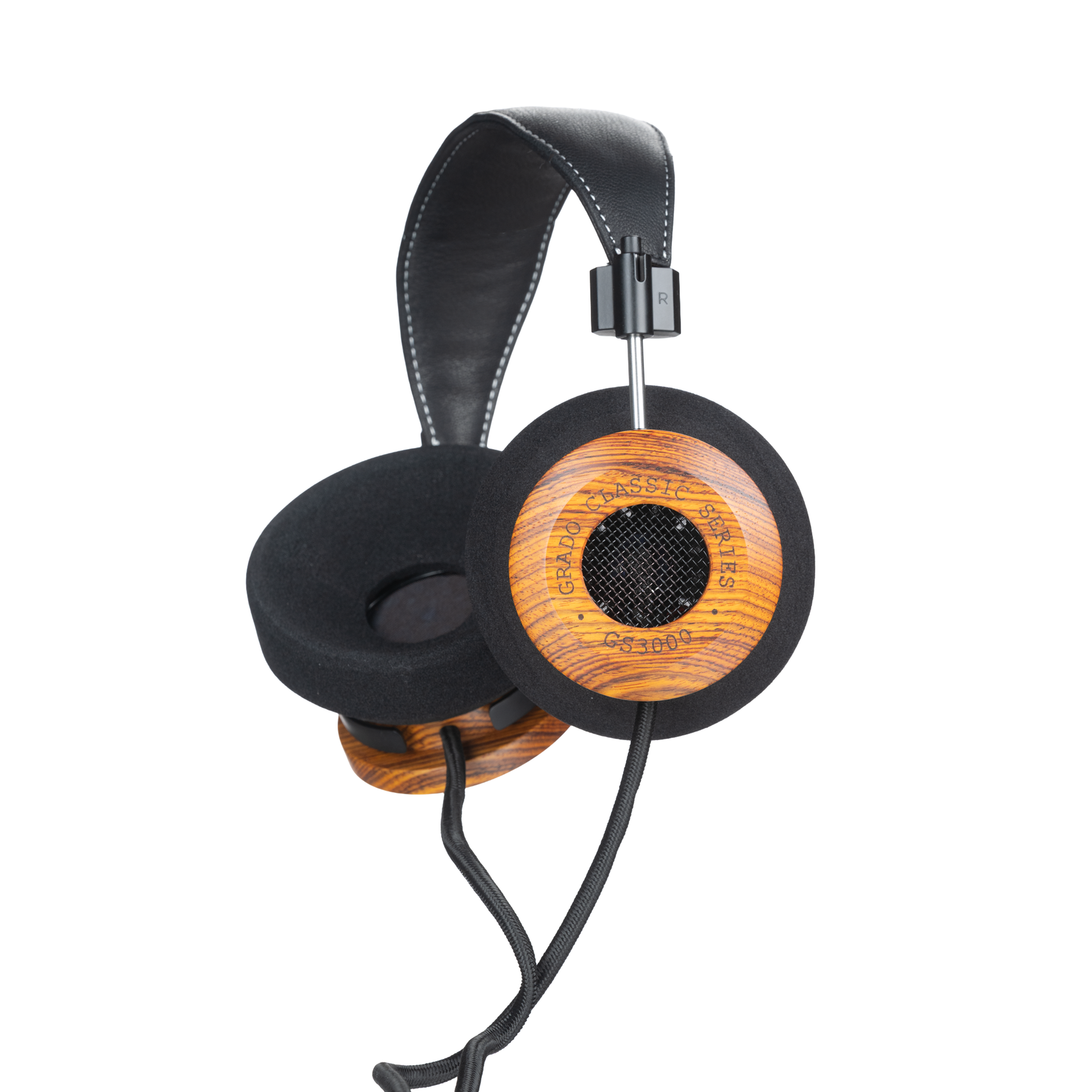 Grado Classic GS3000 Open-Back-Kopfhörer Schrägansicht mit Holzgehäuse und Ohrpolster