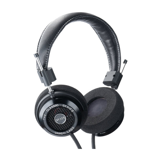 Grado Classic SR325 Open-Back-Kopfhörer Schrägansicht mit Aluminiumgehäuse und Ohrpolster