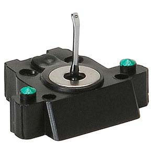 Grado Green3 Ersatz-Nadelträger Schrägansicht mit elliptischem Diamanten und grünen Farbpunkten