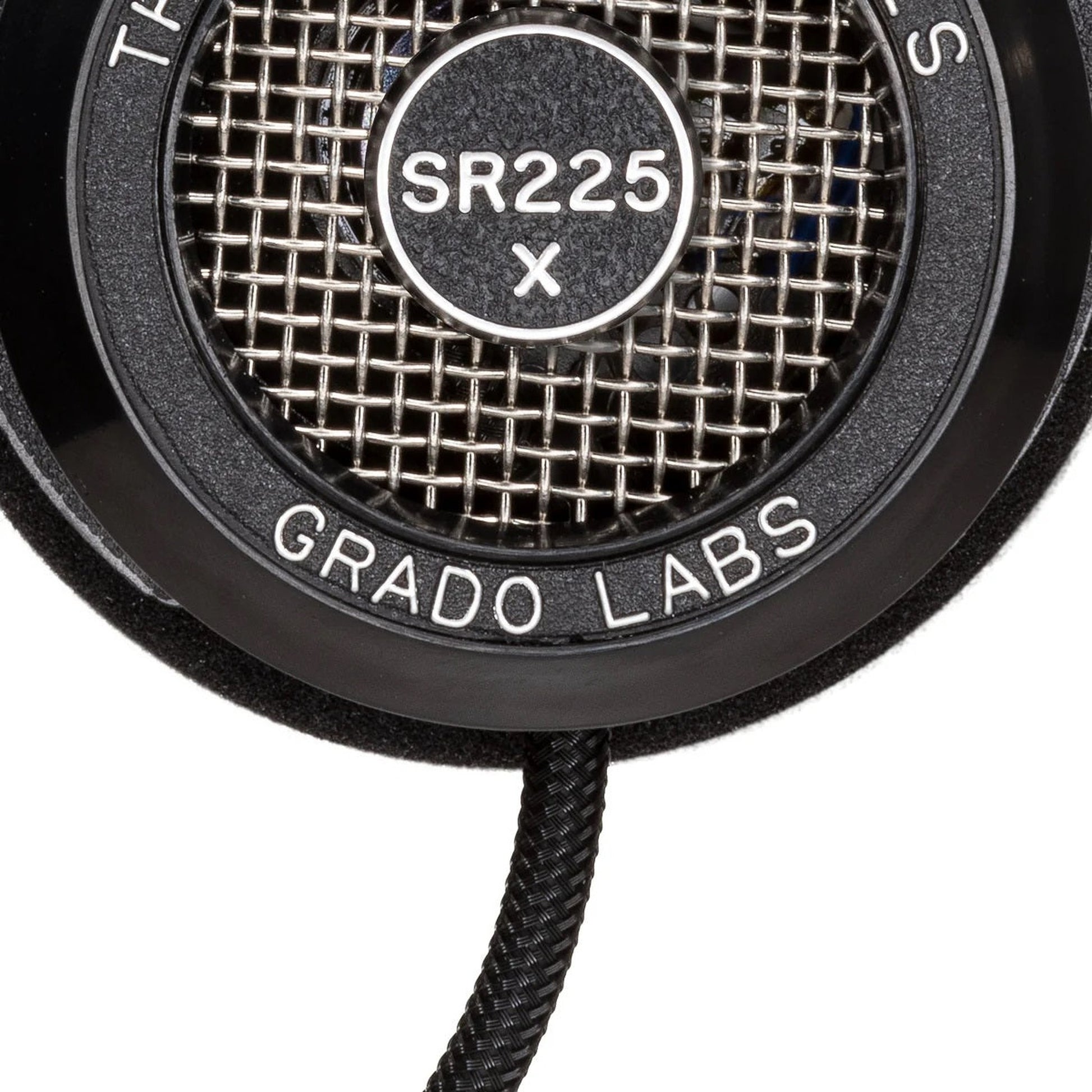 Grado Prestige SR225x Open-Back-Kopfhörer Detailansicht der Ohrmuschel mit Metallgitter