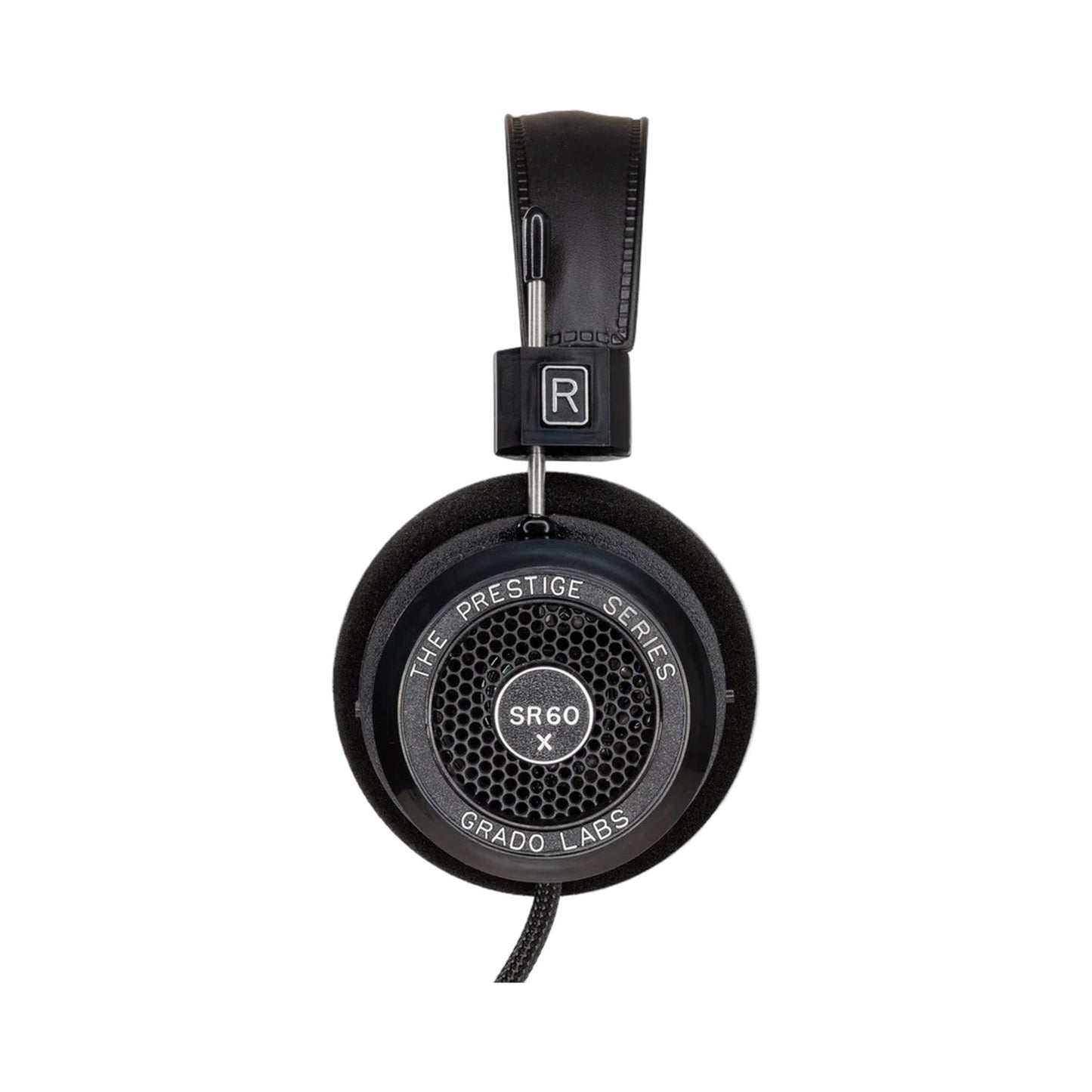 Grado Prestige SR60x Open-Back-Kopfhörer Frontansicht der Ohrmuschel mit Grado-Labs-Gitter