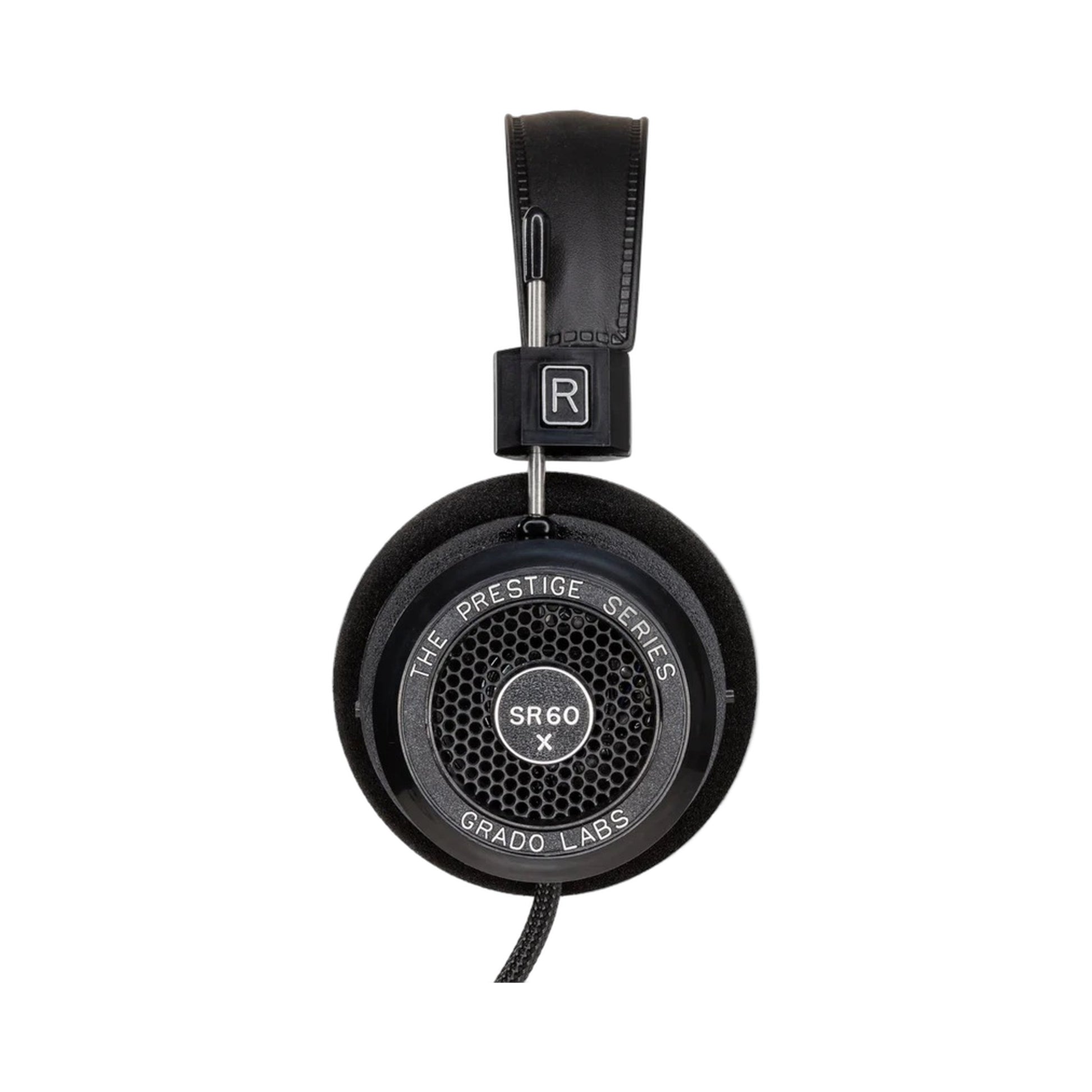 Grado Prestige SR60x Open-Back-Kopfhörer Frontansicht der Ohrmuschel mit Grado-Labs-Gitter