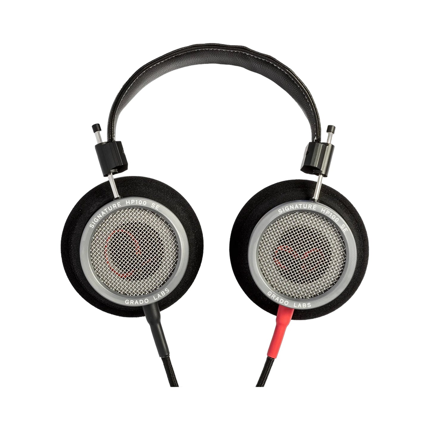 Grado Signature HP100 SE Open-Back-Kopfhörer Frontansicht beider Metallgitter mit Anschlusskabel