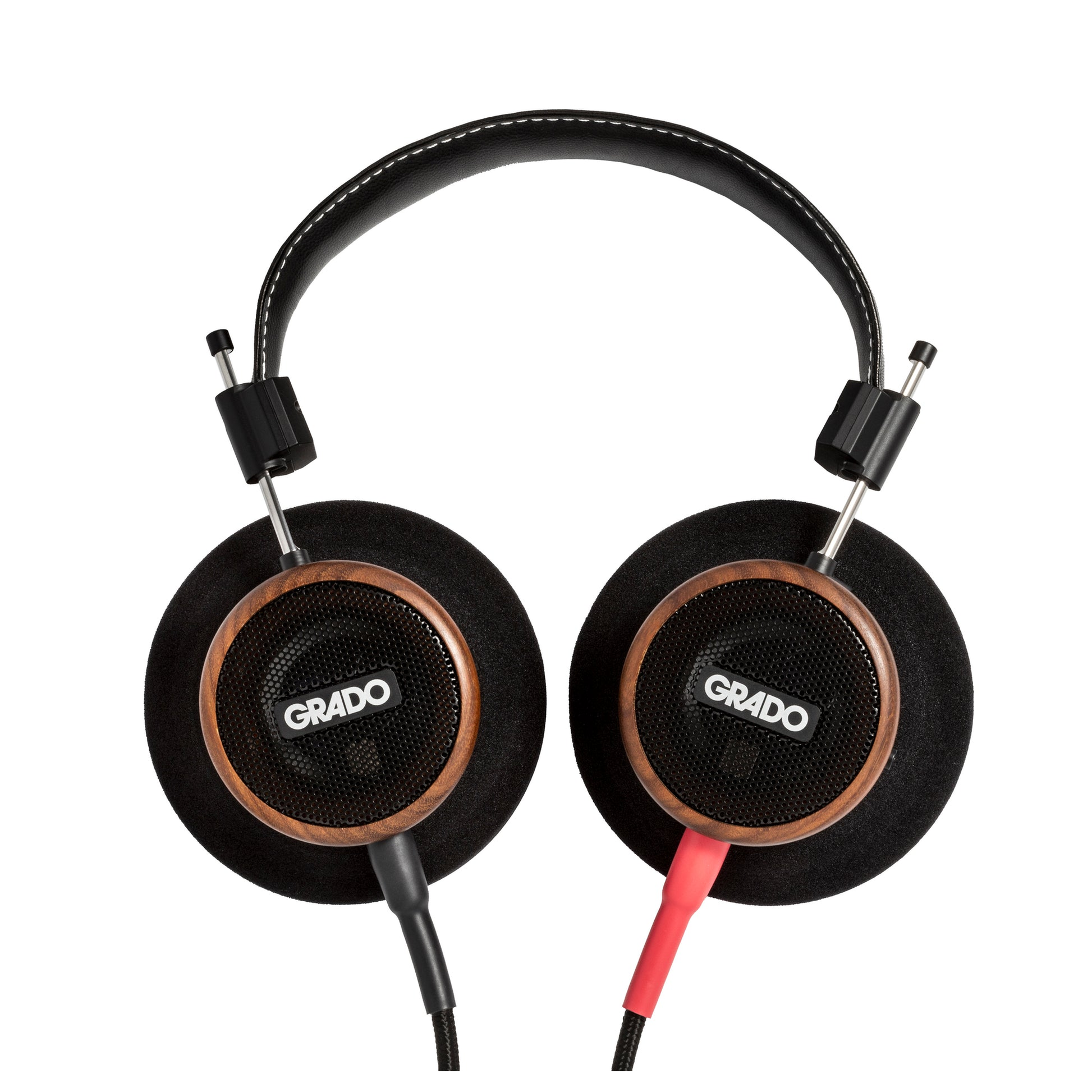 Grado Signature S550 Open-Back-Kopfhörer Frontansicht beider Holz-Ohrmuscheln mit Metallgittern