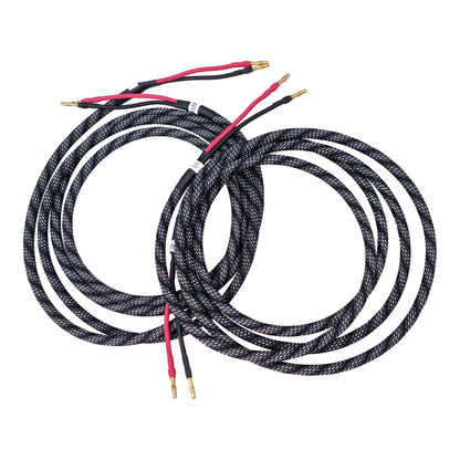 HD TWO Premium Lautsprecherkabel stereo single-wire Paaransicht mit vergoldeten Bananensteckern