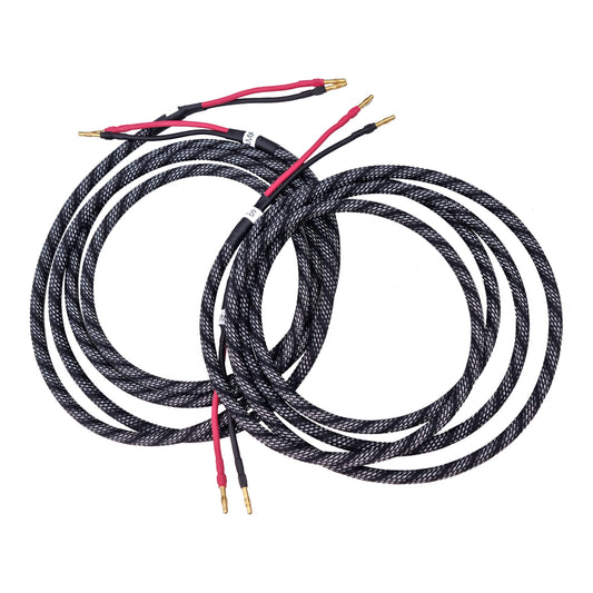 HD TWO Premium Lautsprecherkabel stereo single-wire Paaransicht mit vergoldeten Bananensteckern
