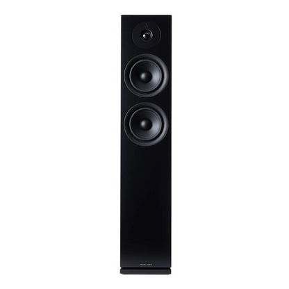 HiFi-Set Bluesound Powernode + Argon Forus 55 Schwarz Frontansicht des Forus 55 ohne Bespannung