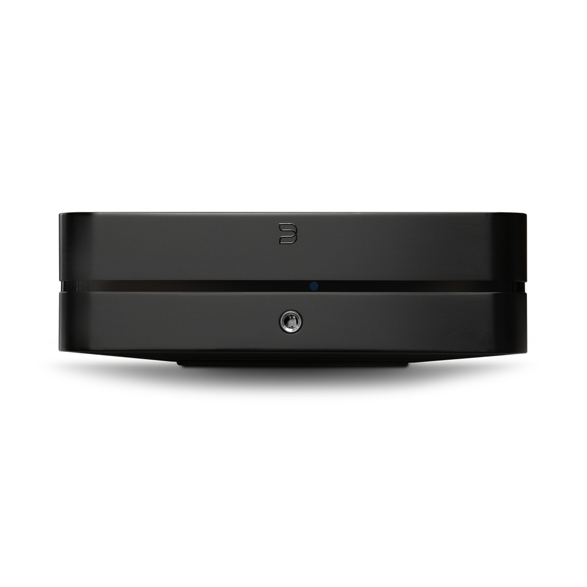 HiFi-Set Bluesound Powernode + Argon Forus 55 Schwarz Frontansicht des Powernode mit Kopfhörerbuchse