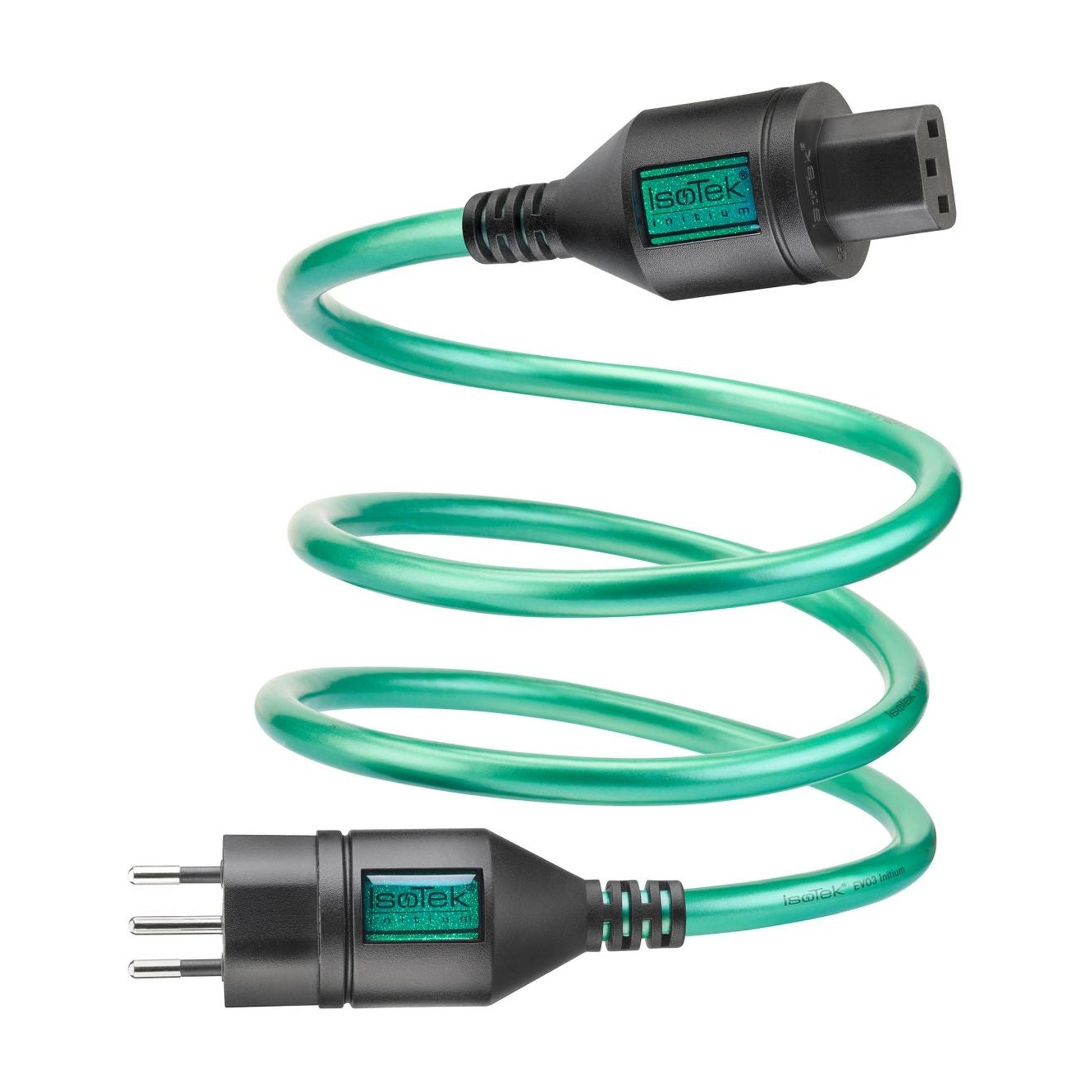 IsoTek EVO3 Initium Netzkabel Gesamtansicht mit Schuko- und Kaltgerätestecker