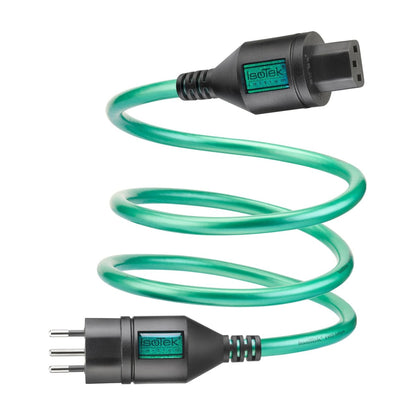 IsoTek EVO3 Initium Netzkabel Gesamtansicht mit Schuko- und Kaltgerätestecker
