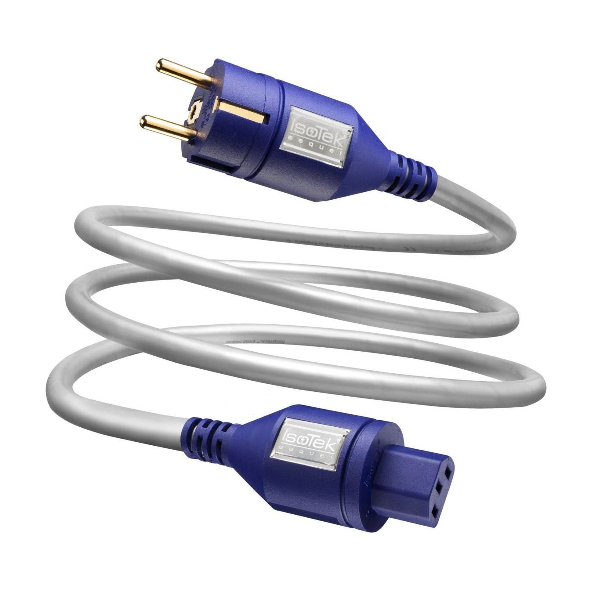 IsoTek EVO3 Sequel Netzkabel Gesamtansicht mit Schuko- und Kaltgerätestecker