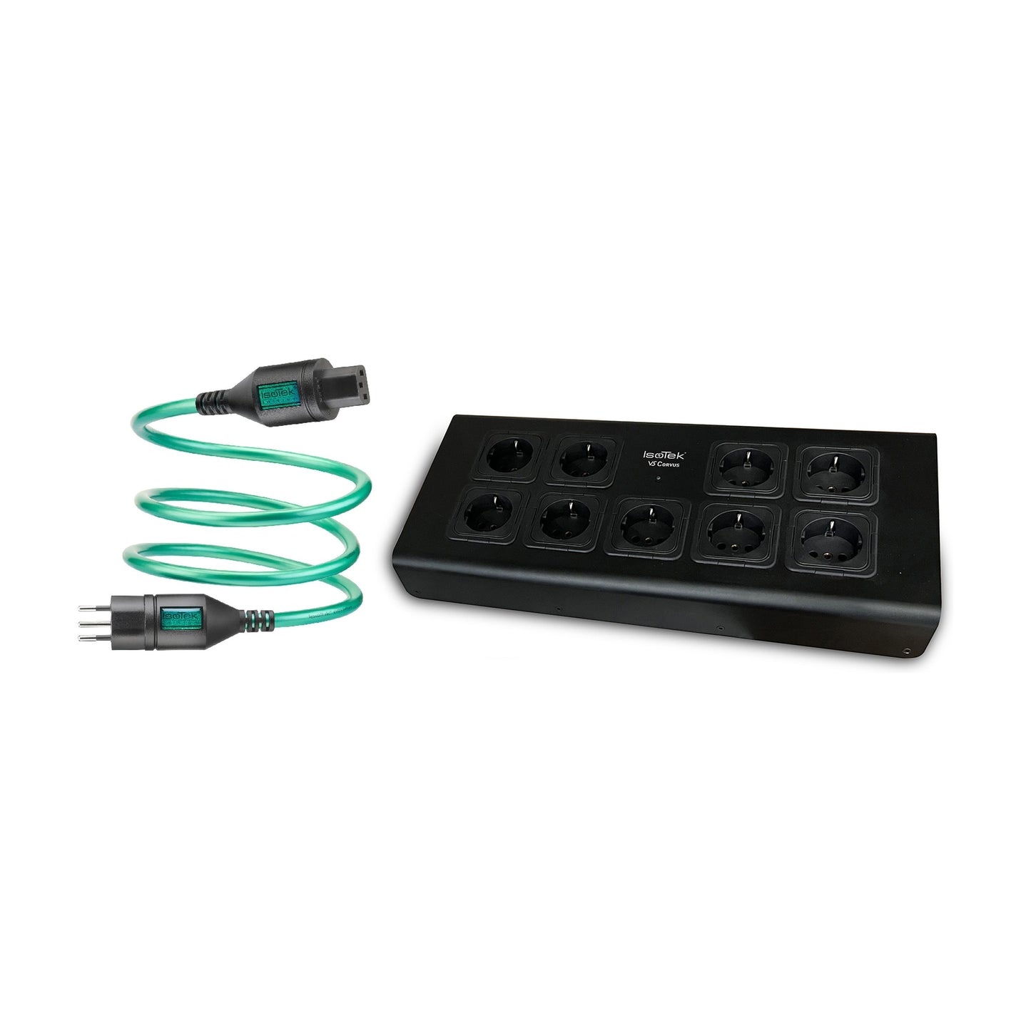 IsoTek V5 Corvus Netzleiste in Schwarz mit Netzkabel, Produktübersicht