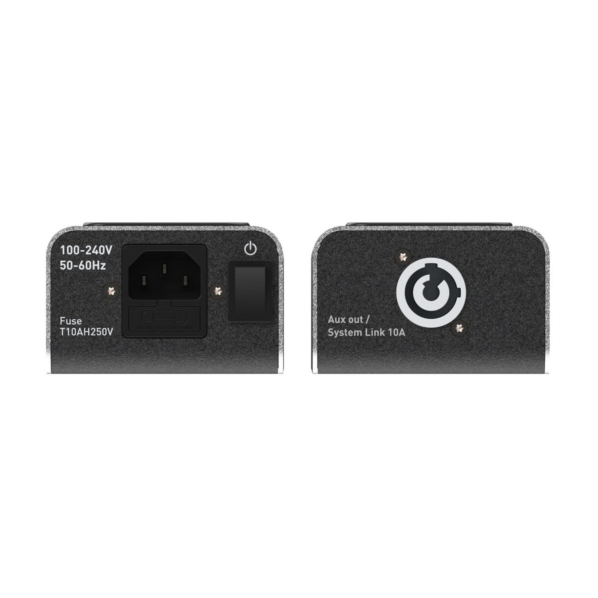 IsoTek V5 Polaris Netzleiste Anschlussfeld mit Netzeingang, Sicherung und System-Link-Ausgang