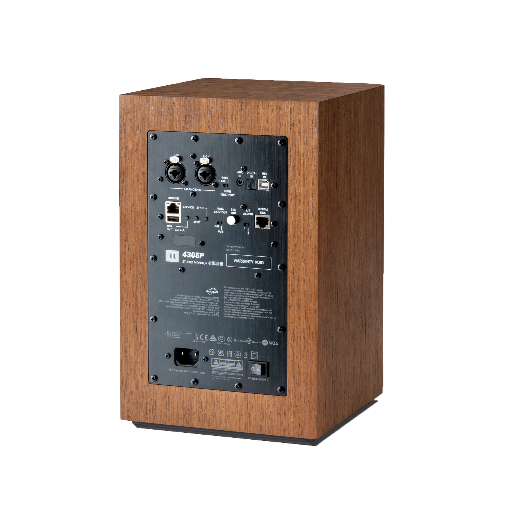 JBL 4305P Studio Monitor Walnuss Rückansicht mit Anschlussfeld