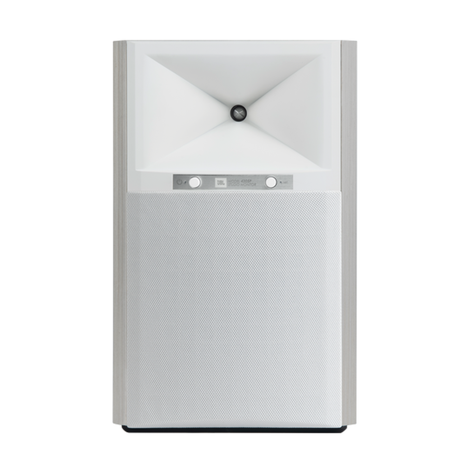 JBL 4305P Studio Monitor Aktivlautsprecher White Aspen Frontansicht mit Grill