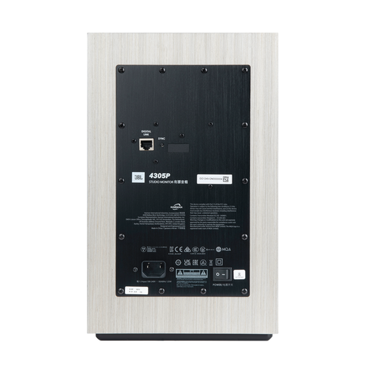 JBL 4305P Studio Monitor Aktivlautsprecher White Aspen Rückansicht Sekundärlautsprecher