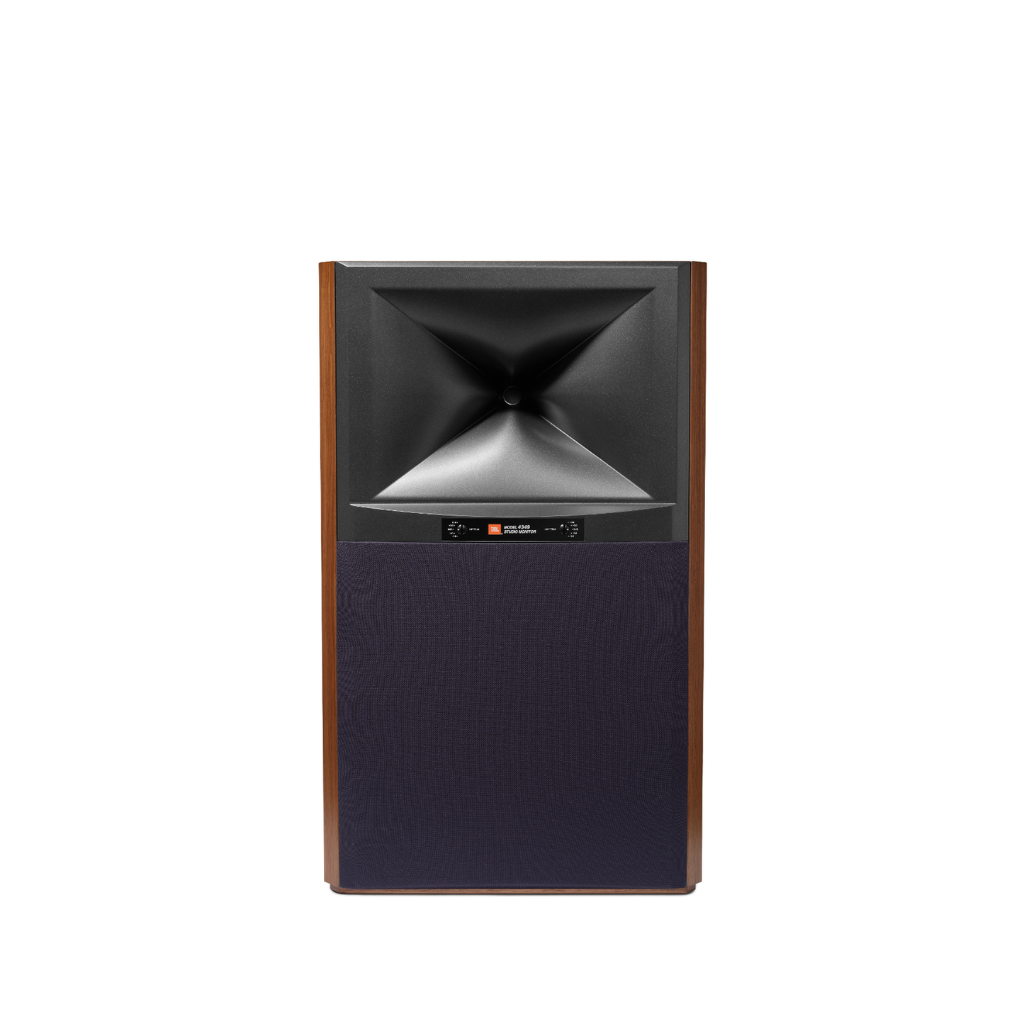 JBL 4349 Studio Monitor Walnuss Frontansicht mit Grill